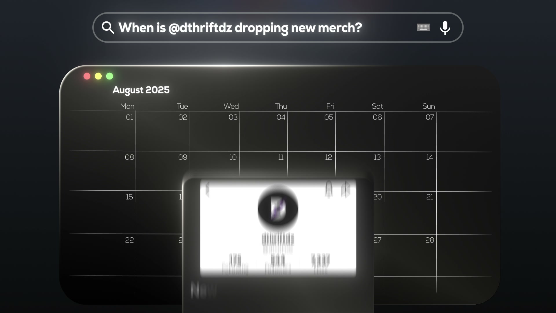 A search, a calendar, and a product card become one continuous announcement.