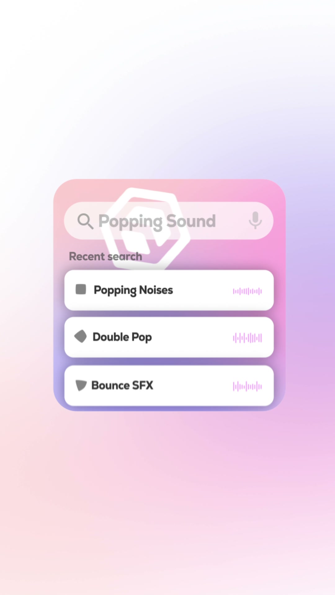 A playful sound-effects search brought to life through floating interface cards, soft colour, and quick transitions.